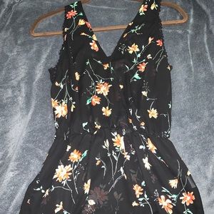 Black floral print blouse